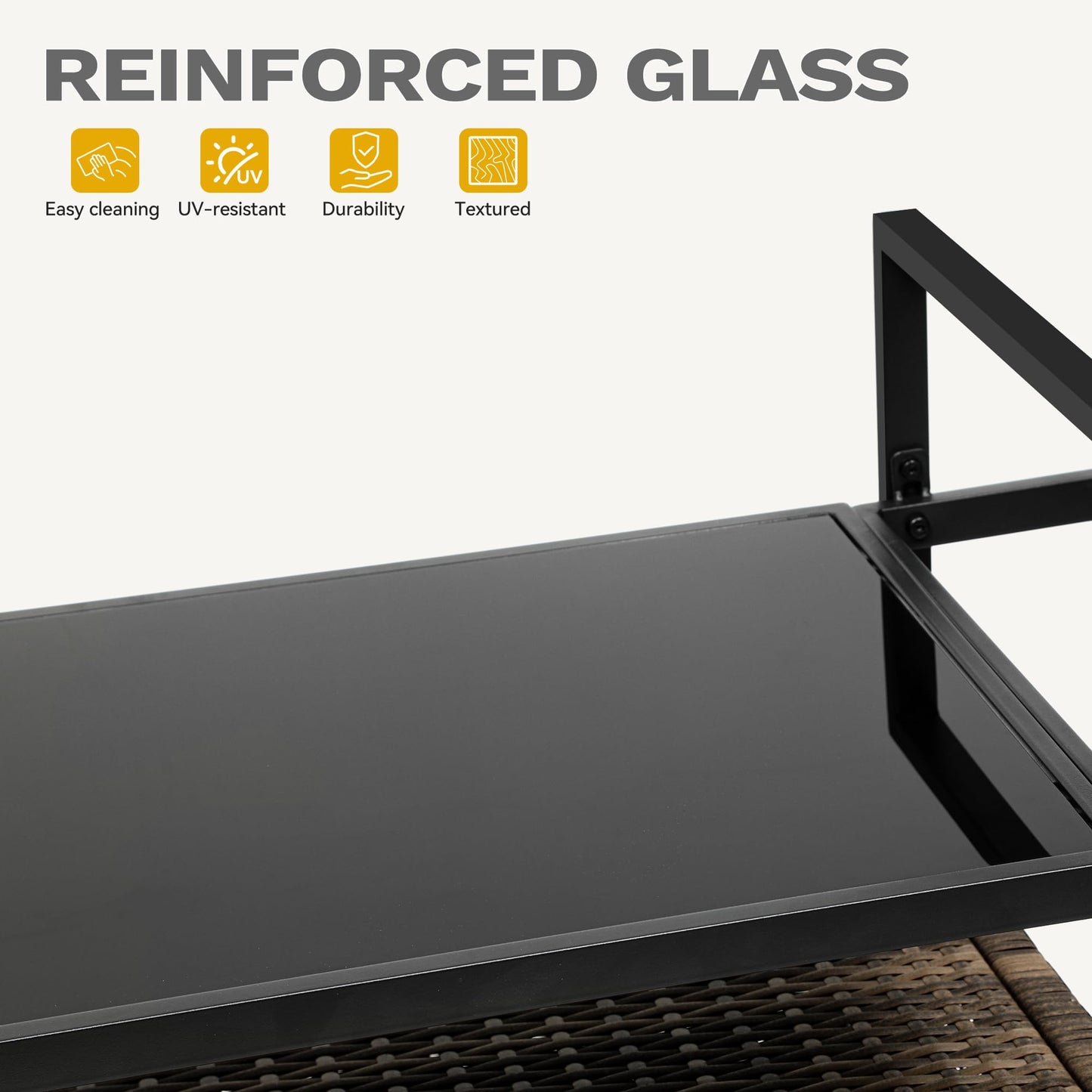 DWVO XL Outdoor Storage Cabinet,Patio Storage Table with Glass Top, Bar Table with Wheels,Outdoor Bar Cart for Patio, Poolside and Backyard,Light Brown