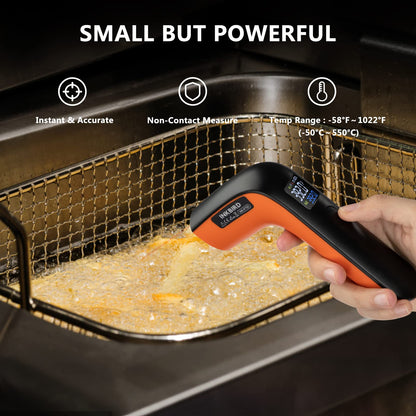 Rechargeable Infrared Thermometer Gun for Cooking -58℉~1022℉| Inkbird Colorful Display Digital Laser Temperature Gun for Pizza Oven Grill Kitchen Home Repairs with Max Measure, ℉ Only (NOT for Human)