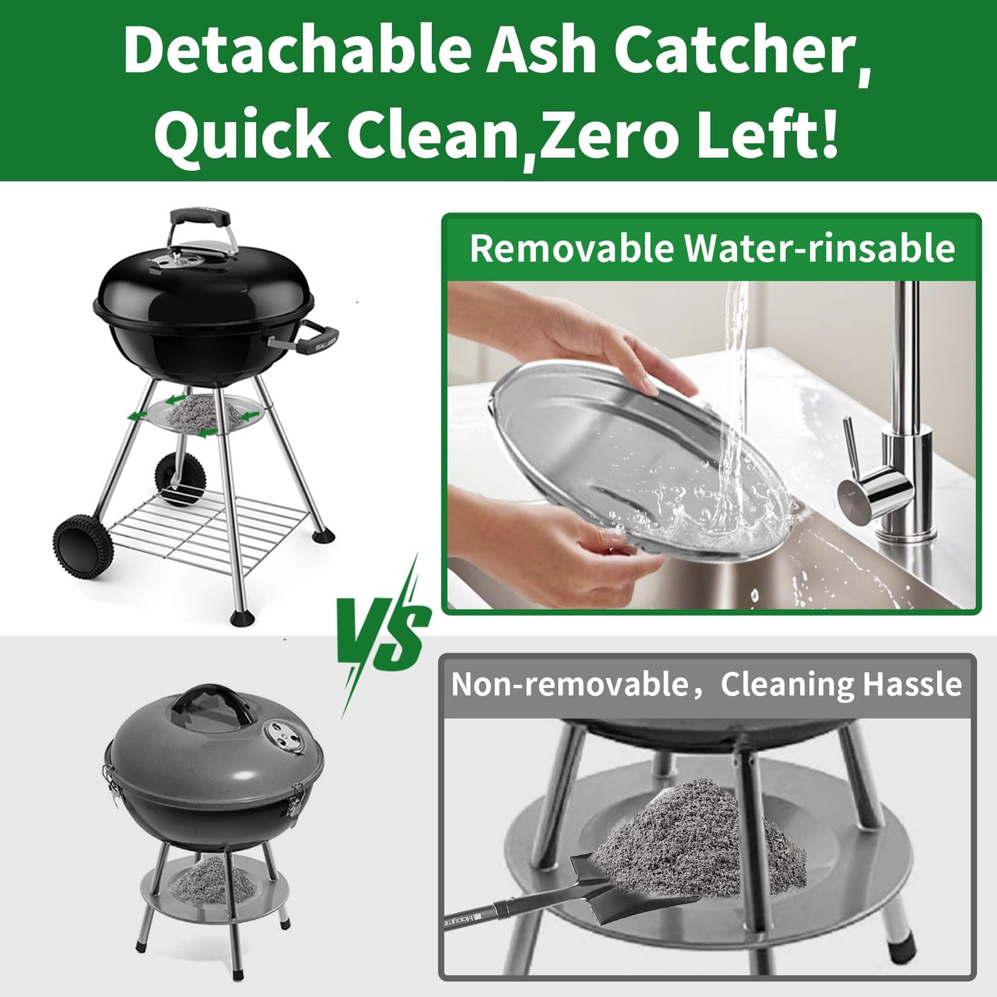 BEAU JARDIN Premium 18.1 Inch Charcoal Grill for Outdoor Cooking Barbecue Camping BBQ Coal Kettle Grill Tailgating Portable Heavy Duty Round with Thickened Grilling Bowl with Wheels BG231