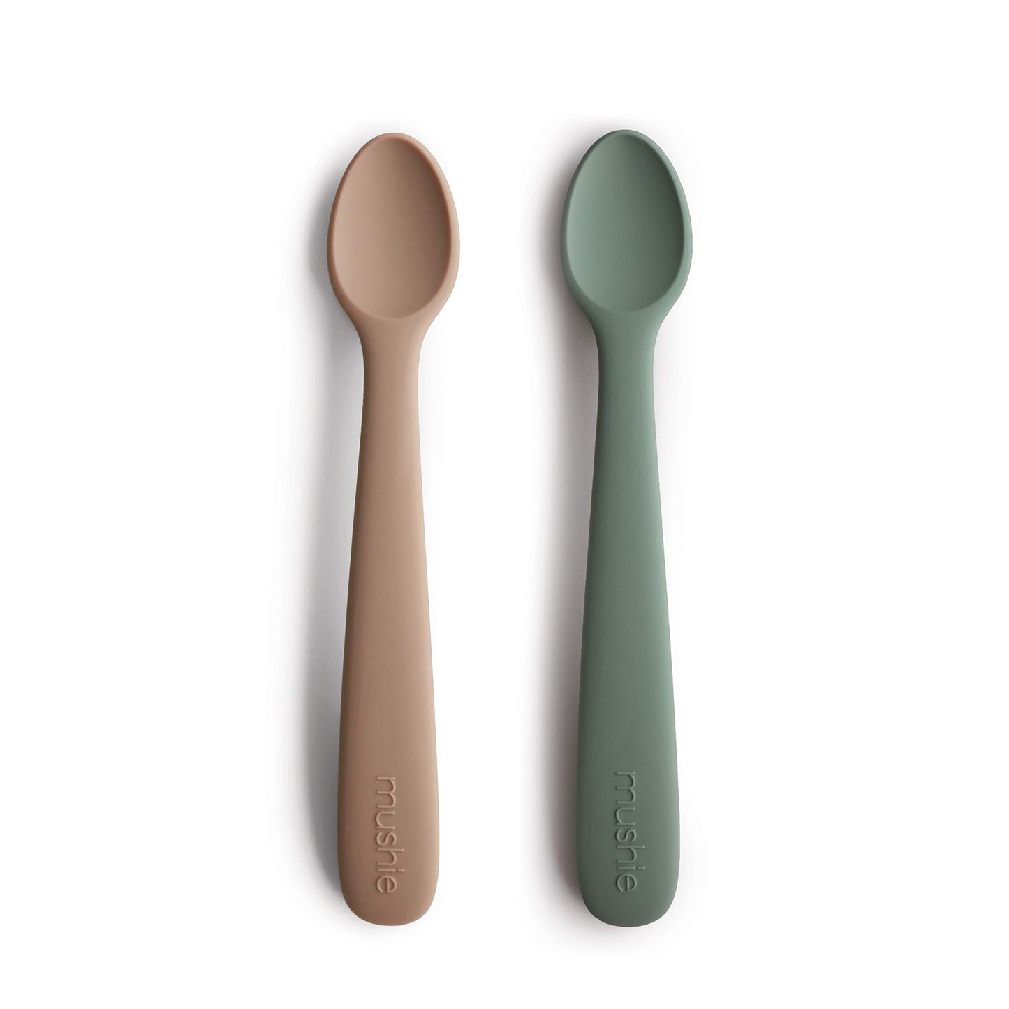 mushie Silicone Baby Feeding Spoons | 2 Pack (Dried Thyme/Natural)