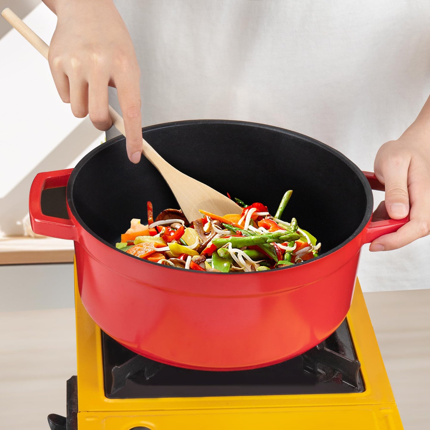 Maple Spoon Set of 4, Maple Wood Cooking Spoons Set for Nonstick Cookware, Wooden Salad Mixing Spoon, Soup Stirring, Kitchen Serving Utensils with Comfortable Handle