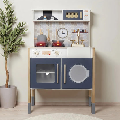 Toy Kitchen Playset for Kids, Electronic Play Stove with Light&Sounds, Pretend Play Cooking Toys Kitchen Set with Cookware Accessories,Toddlers Kitchens Toys Festival Gift for 3+ Year Old Boys Girls