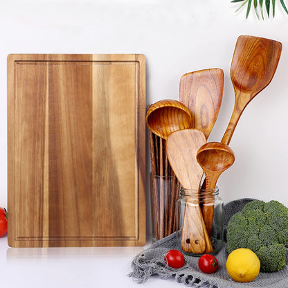 Solid Acacia Wood Cutting Boards for Kitchen Decor Wooden Charcuterie Board Meat Cheese Boards Butcher Block Pizza Bread Serving Board Hardwood Chopping Board Non Toxic Teak Small Cutting Boards