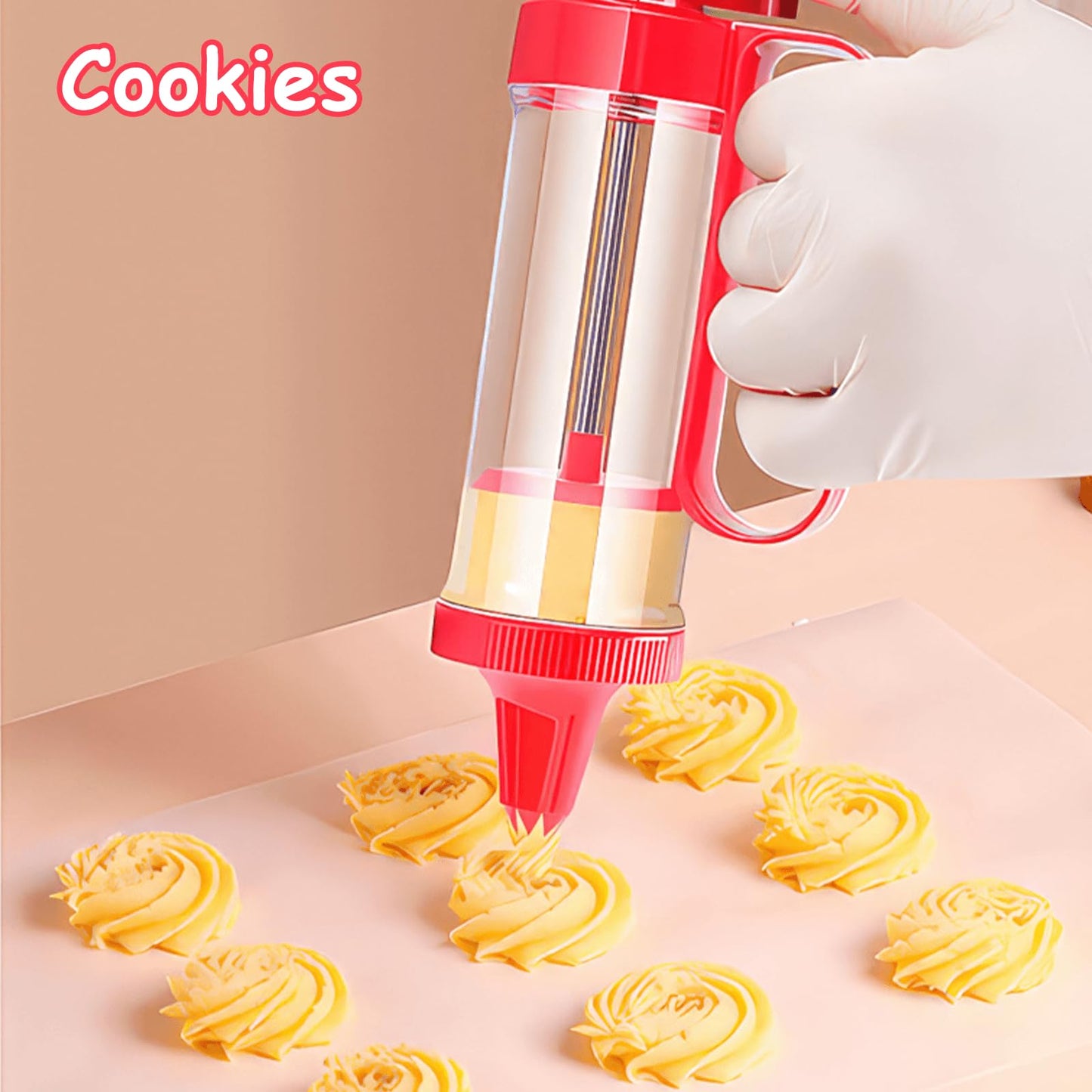 Blingbin Icing Decoration Gun Set, Dessert Decorating Syringe Set, Cupcake Frosting Filling Injector with 6 Icing Nozzles for Cake Cookies Decoration Kitchen Baking Christmas Gift for Baking Lover-Red