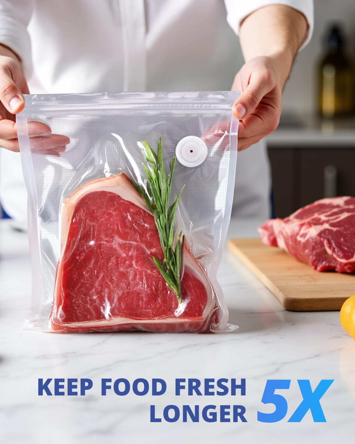 AIRMSEN Reusable Vacuum Sealer Bags 10 PCS - Fits AIRMSEN, Chef, FoodSaver and Most Handheld Sealers - BPA Free Food Saver Bags for Meal Prep, Sous Vide, Marinator - 5L (13.8"x 11.8")