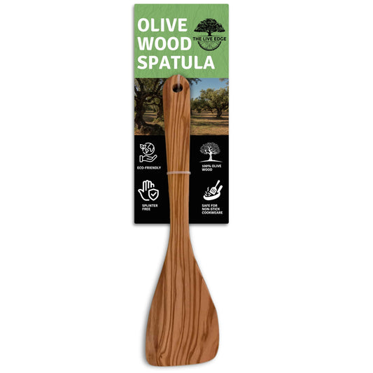 Olive Wood Spatula For Cooking | 12" Large & 3" Wide Flat Wooden Spatula Ideal Nonstick Cookware, Stirring, Fry, Mixing, And Flipping | Wooden Spoons For Cooking | Long Handle Olive Wood Utensils