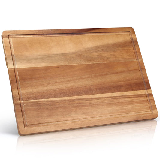 Solid Acacia Wood Cutting Boards for Kitchen Decor Wooden Charcuterie Board Meat Cheese Boards Butcher Block Pizza Bread Serving Board Hardwood Chopping Board Non Toxic Teak Small Cutting Boards