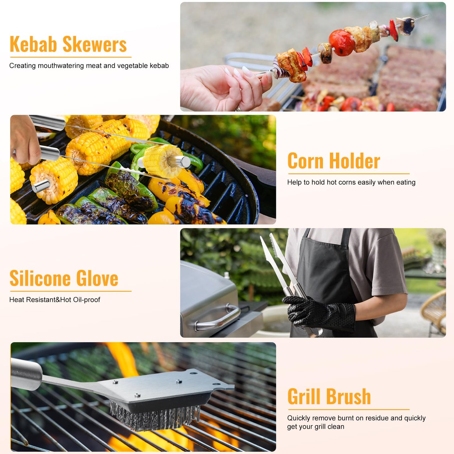 Terlulu 22Pcs Grilling Accessories, BBQ Accessories with Aluminum Case, Stainless Steel Grill Set Tools for Outdoor Camping&Barbecue, Grilling Gifts for Men Dad Fathers Day