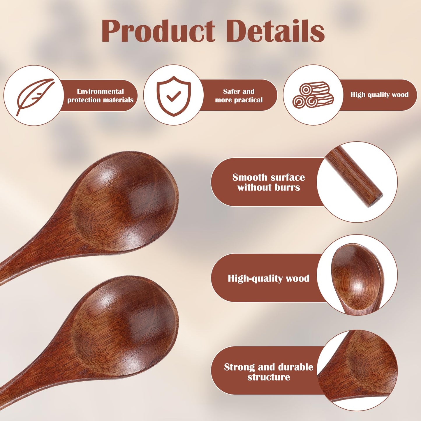 Ouligay 2 Pcs Long Wooden Spoon,Wooden Honey Spoon,7.8 Inch Wood Mixing Spoons for Coffee,Wood Spoons for Eating Stirring,Wooden Teaspoon with Long Handle for Kitchen Bar Restaurant