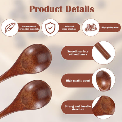 Ouligay 2 Pcs Long Wooden Spoon,Wooden Honey Spoon,7.8 Inch Wood Mixing Spoons for Coffee,Wood Spoons for Eating Stirring,Wooden Teaspoon with Long Handle for Kitchen Bar Restaurant