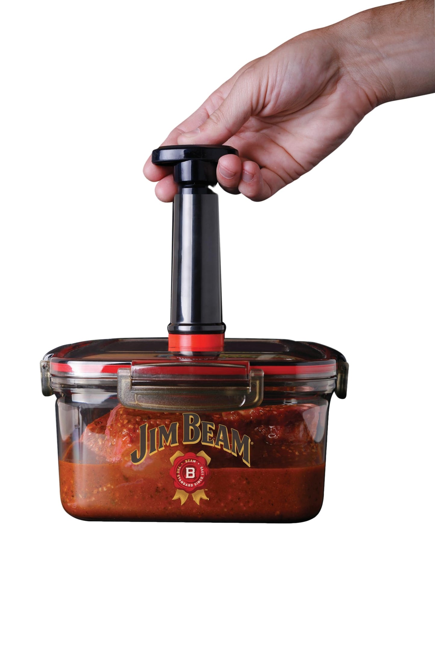 Jim Beam Vacuum Seal Marinade Box, Air Sealed Pump, Removes air from the Marinade Box, Speedy Marination Process, Barbecue and Grilling Marinator, Perfect Marination of Beef, Chicken and Fish