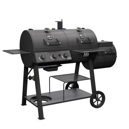 OKLAHOMA JOE'S® Canyon™ Deluxe Charcoal and Propane Gas Combination Smoker and Grill, Black Steel, 24203005