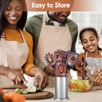 comfoyar Pakkawood Wooden Spoons for Cooking, 7 Pieces Kitchen Cooking Utenails Set with Spatula and Ladle, Heat Resistant Kitchen Cookware for Nonstick Pan