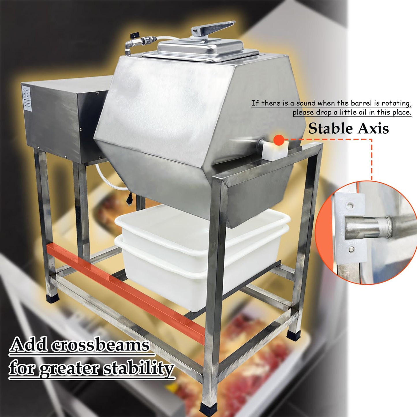 INTSUPERMAI 90L Vacuum Meat Marinator, 110V Meat Vegetable Vacuum Tumbler Marinating Machine, 500W Commercial Food Marinator, 0-99 Min Time Setting, Stainless Steel, 360° Rotation