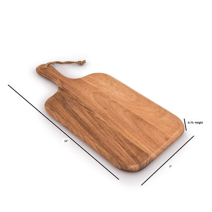 Samhita Acacia Wood Cutting Board, for Meat, Cheese, Bread, Vegetables & Fruits, with Grip Handle (15" x 7")