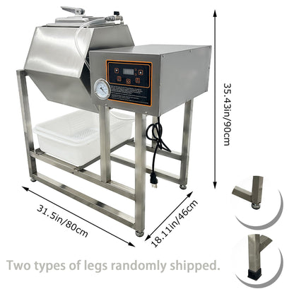 HQHAOTWU Vegetable Marinating Machine Meat Vegetable Tumbler Marinator Food Vacuum Marinator Fast Marination Process Meat Pickle Machine with Vacuum Pump 45L Capacity Timing Range 0-99 Minutes 110V
