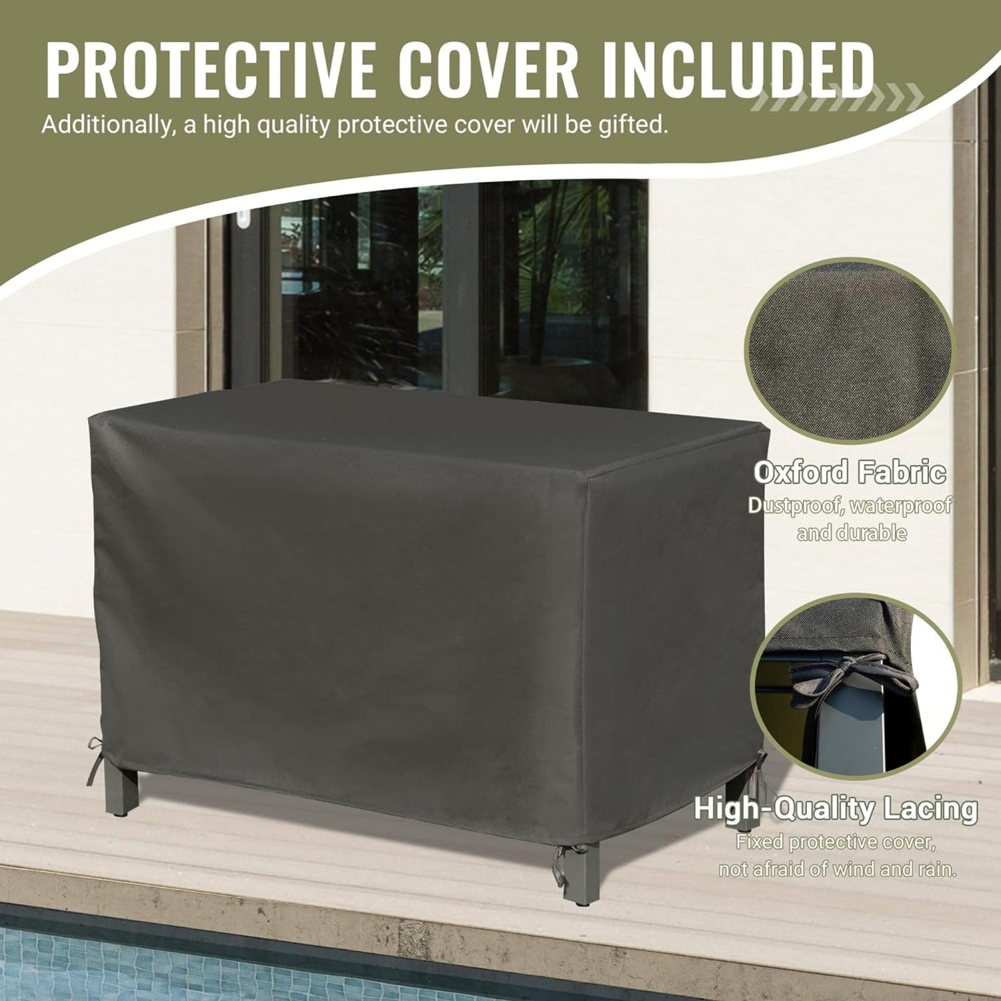 YuanDesign Aluminum Outdoor Kitchen Island with Storage & Grill Prep Table - Freestanding BBQ Cabinet with Protective Cover for Deck, Patio
