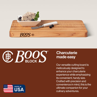 John Boos Chop-N-Slice Series Rectangular Wooden Maple Cutting Board 16”x10” – 1” Thick, 4.5-lb Reversible Butcher Block with Eased Corners, Edge-Grain & Finger Grips – Made in the USA