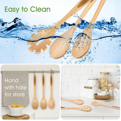 LorisArm Slotted Cooking Spoon, 12.5" Large Bamboo Serving Spoons for Mixing Stirring draining, Wood Slotted Spoon for Nonstick Kitchen Utensils Tableware Wooden Scoop Spoon.