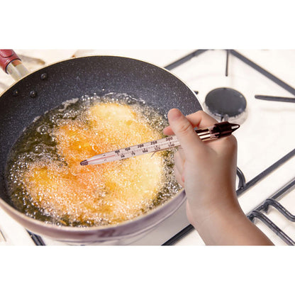 HIC Kitchen Roasting Deep Fry Candy Jelly Thermometer, Easy-Read Glass Tube with Protective Sheath and Temperature Guide