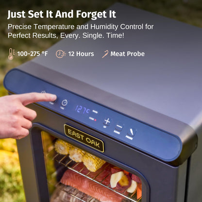 EAST OAK Ridgewood Pro 30" Electric Smoker | Built-in Meat Probe & Elevated Stand for Outdoors | Up to 6× Longer Smokes, Adjustable Side Chip Loader | Smoke More with 725 sq in Cooking Area