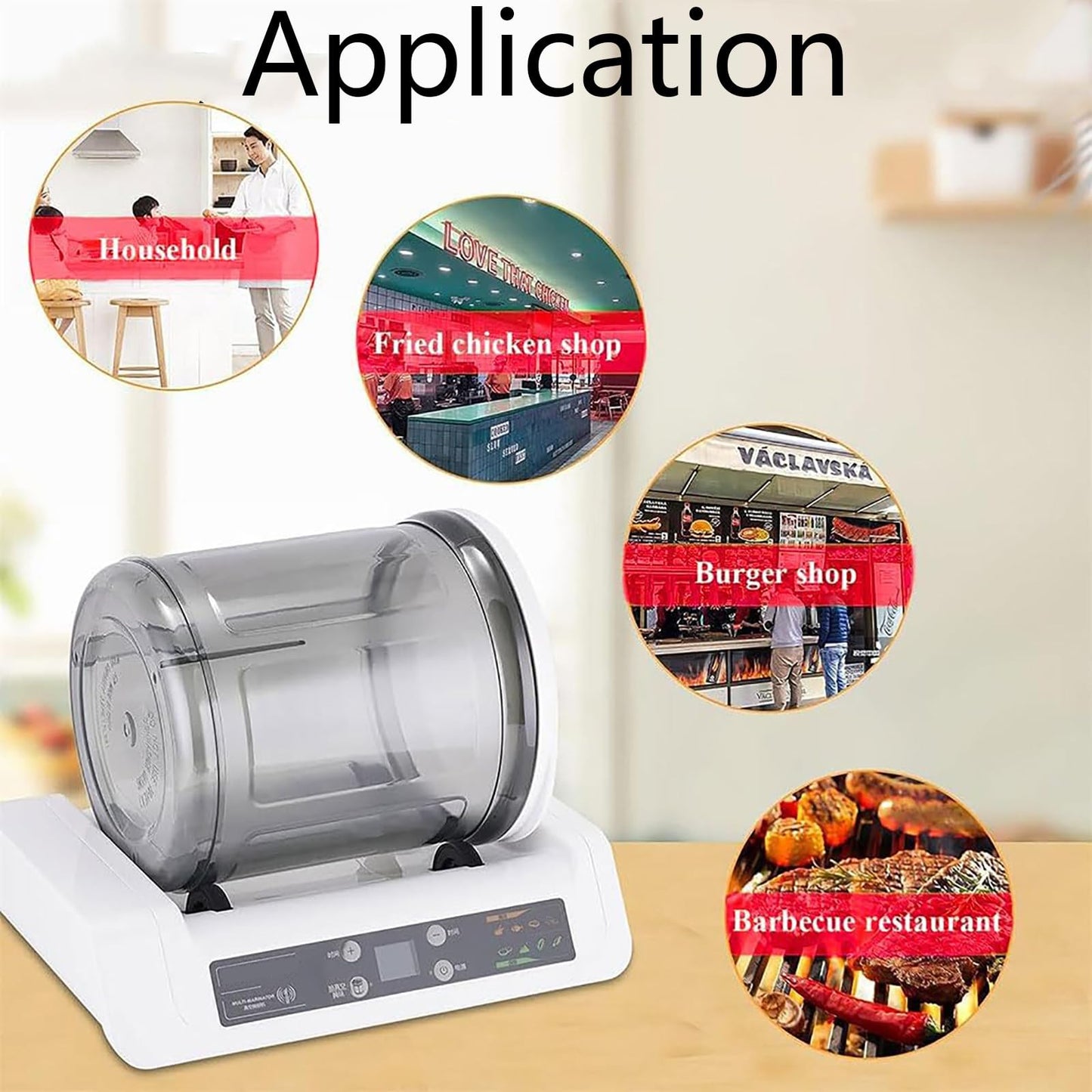 GESAIDES Vacuum Tumbler Marinator, 5L Meat Tumbler Marinating Machine Rapid Marination for Chicken Steak Burger Shop