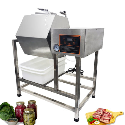 INTSUPERMAI 90L Vacuum Meat Marinator, 110V Meat Vegetable Vacuum Tumbler Marinating Machine, 500W Commercial Food Marinator, 0-99 Min Time Setting, Stainless Steel, 360° Rotation