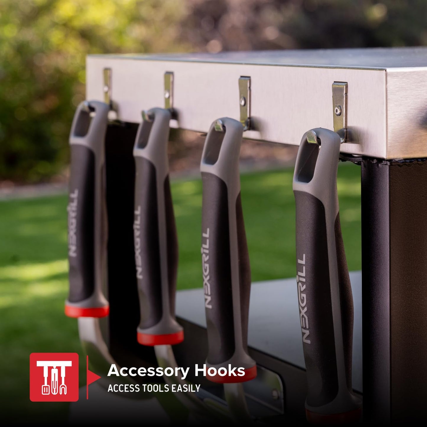 Nexgrill Large Stainless Steel Grill Table with Double Shelf for Griddle, 46" L x 24" W x 40" H, 648 Sq. in., Portable Grill Cart with Side Handle, Paper Towel, and Trash Bag Holder - 880-0016D