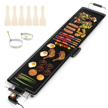 ARLIME 39.5" Extra Large Electric Griddle, Nonstick Countertop BBQ Grill with Adjustable Temperature, Thermostats and Drip Tray, Teppanyaki Grill for Indoor & Outdoor