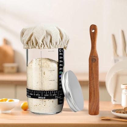 2 Pack Wooden Spurtle for Sourdough Starter, Mixing, Reaching Bottom of Jar, Dough Whisk, Long Handle Jar Spatula, Spurtles Kitchen Tools Teak Wood Kitchen Utensils kit for Baking, Cooking