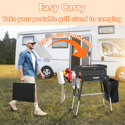Portable Outdoor Grill Table, Blackstone Griddle Stand, Movable Griddle Stand Fit 17 Inch or 22 Inch, Grill Cart for Blackstone, Ninja Woodfire Grill Stand