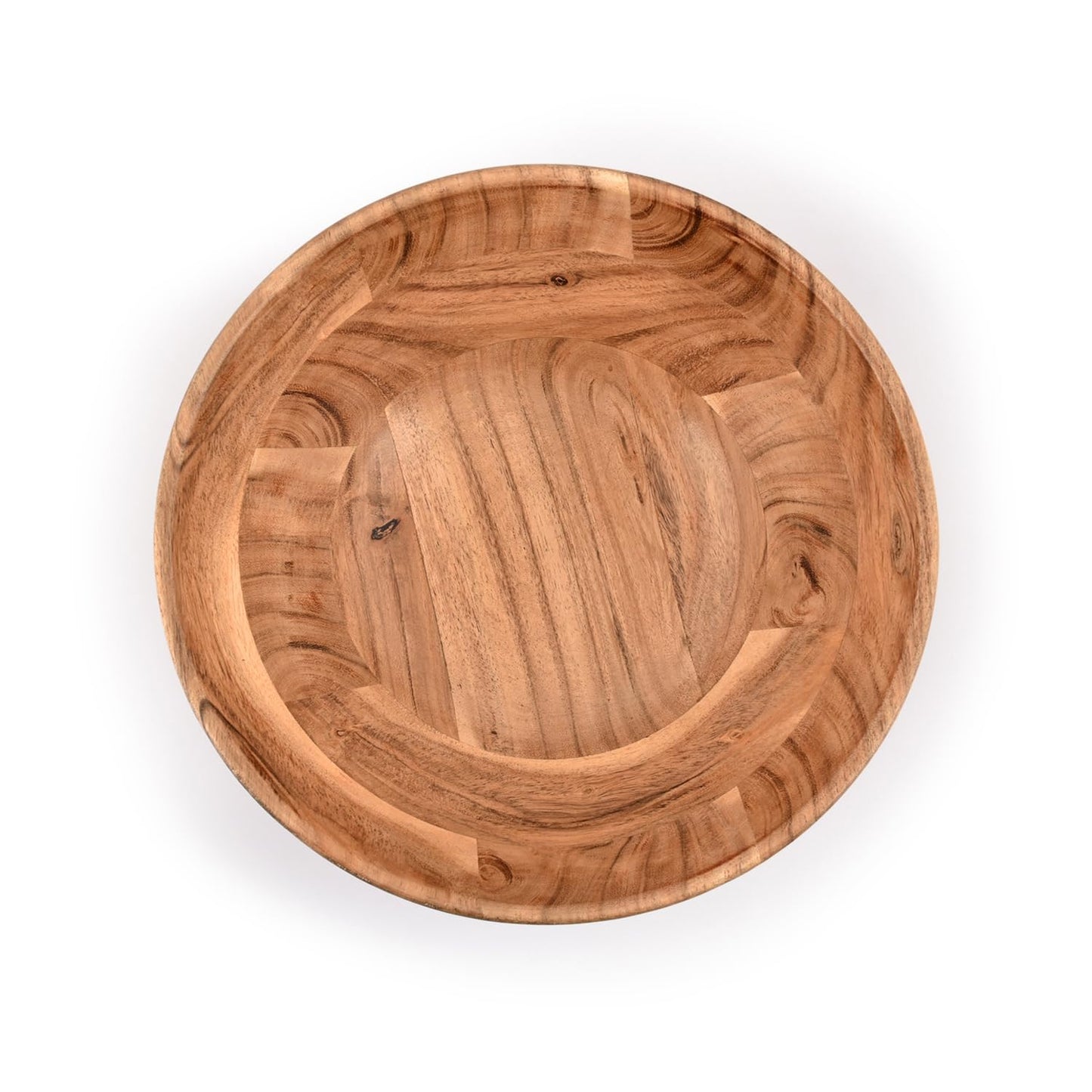 Samhita Acacia Wood Fruit Bowl for Fruits or Salads,Serving Dish Looks Absolute Beautiful With Your Kitchen (10" x 10" X 4")