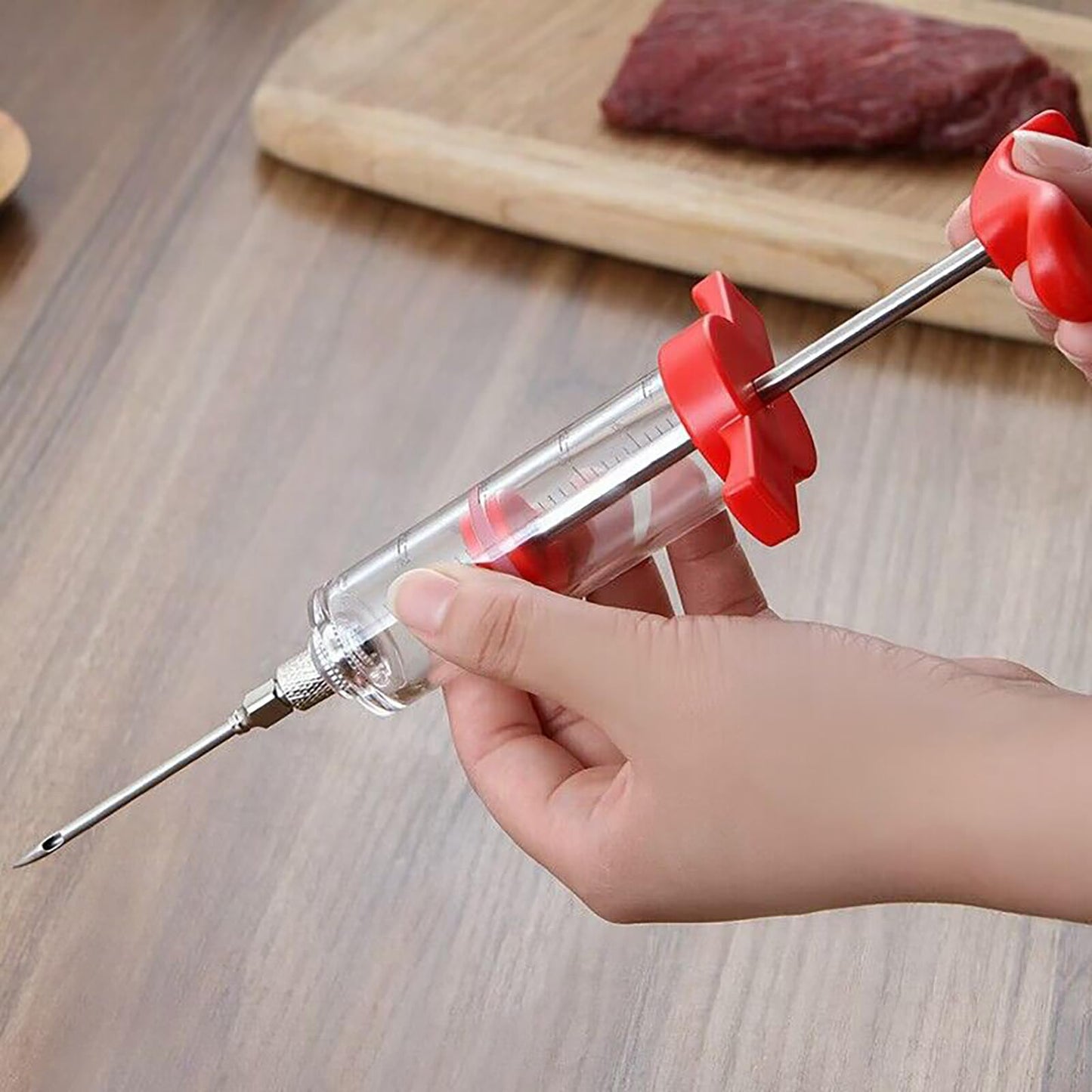 meizhouer 5 Stainless Steel Needles Spice Syringe Set BBQ Meat Flavor Injector Kithen Cooking Sauce Marinade Syringe Accessories