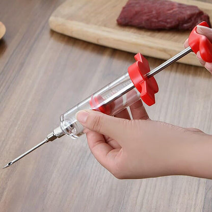 meizhouer 5 Stainless Steel Needles Spice Syringe Set BBQ Meat Flavor Injector Kithen Cooking Sauce Marinade Syringe Accessories