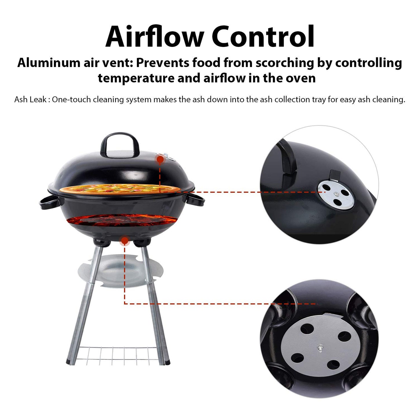 Charcoal Grill 18 inch Barbecue Grill for Outdoor Courtyard Picnic Camping Tailgating BBQ Kettle