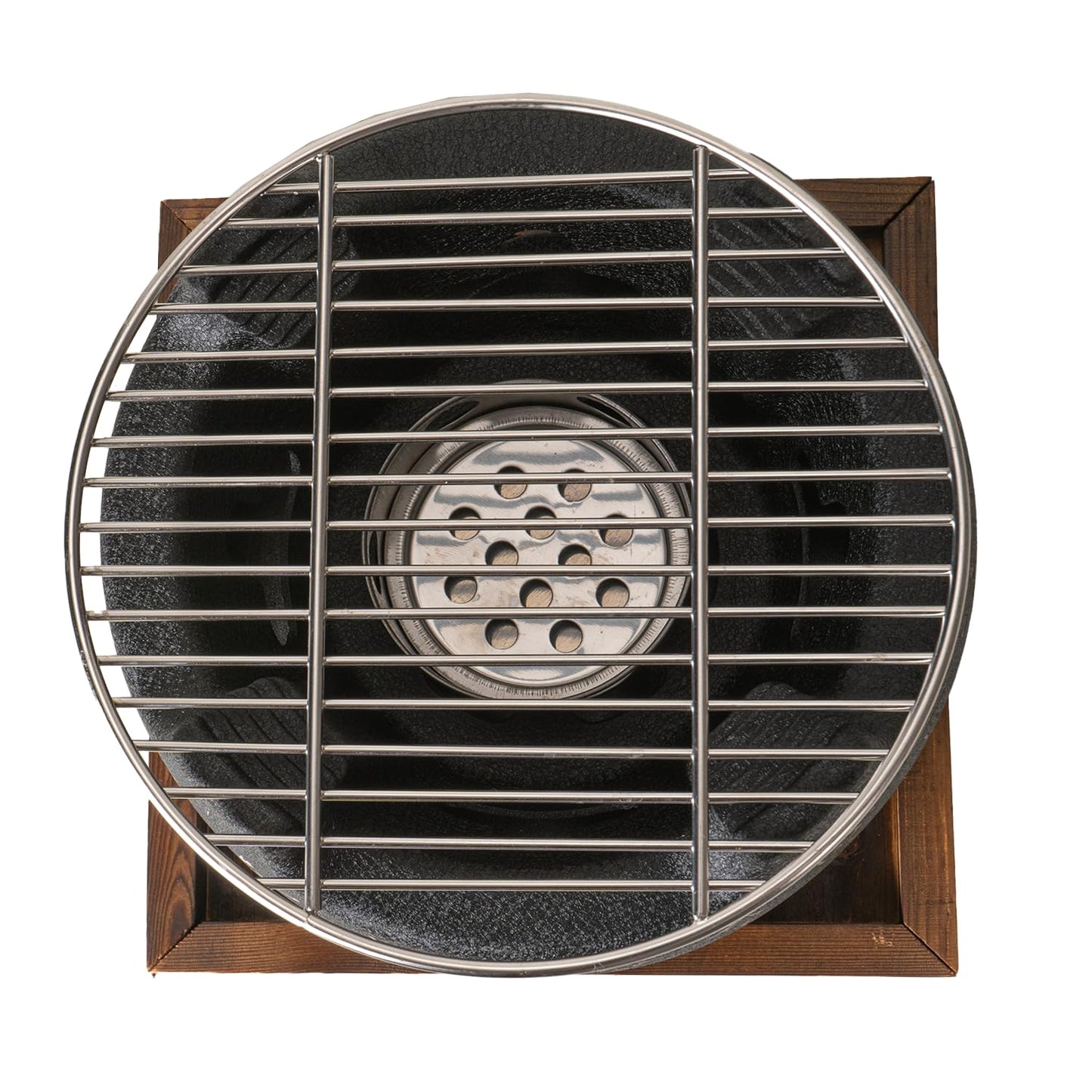 Japanese Yakitori Konro Grill Tabletop Round BBQ Grill Charcoal Stove Portable Camping Grill 8 inch Diameter Aluminum Alloy (Wire Grid Top)