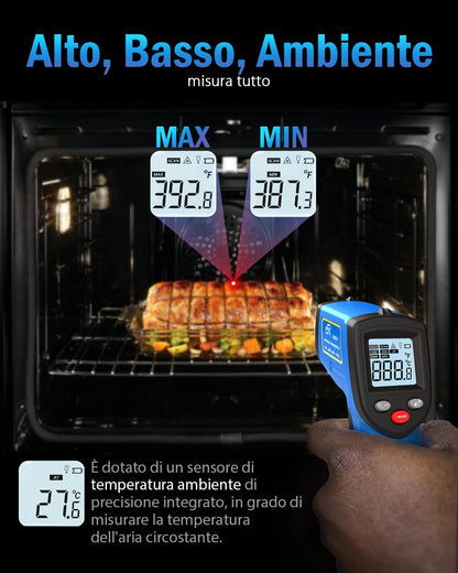 Benetech Infrared Thermometer Laser Temperature Gun, Digital Surface Heat Temp Gun Non-Contact for Cooking Food, Pizza Oven, Griddle Meat, Refrigerator, HVAC, Grill, Engine -58℉~986℉ (GM531)