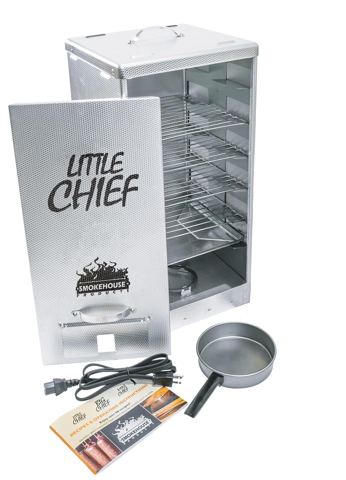 Smokehouse Little Chief Front Load Smoker, Low to Mid Temperature Smoker for Fish, Jerky, Cheese, Sausage & Other meats, Smoke Up to 25 Pounds of Meat & Fish