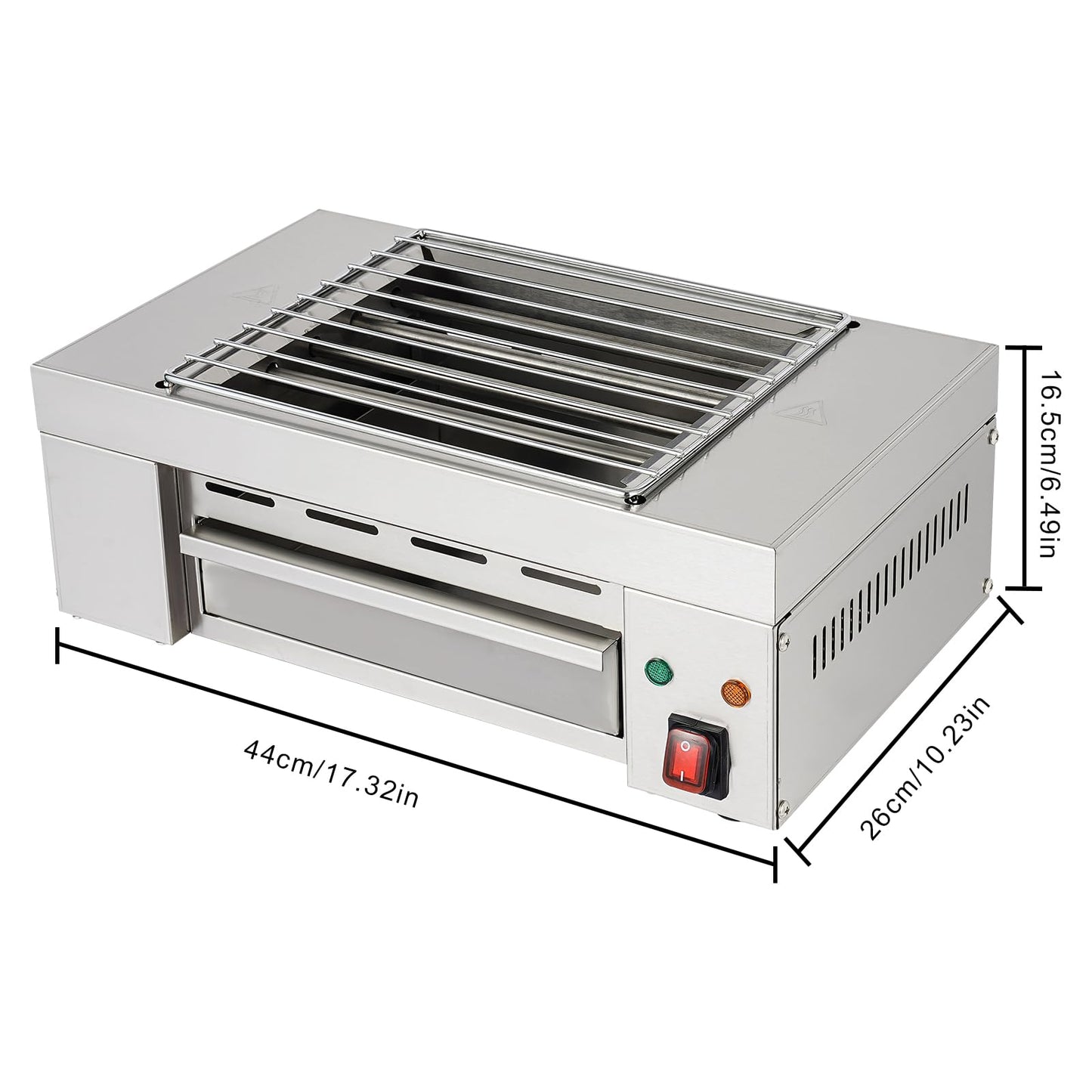 Portable Electric Grill 110V Indoor Smokeless Searing Grill Commercial Yakitori Griddle Stainless Steel Restaurant Korean BBQ Grill 446°F