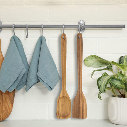 FAAY 18 Inches Large Wooden Spoon, Long Handle Heavy Duty Spoon with Scoop for Big Pot Stirring, Mixing & Cooking. Handcrafted from Teak for Crab Crawfish Seafood Boil, Gumbo Pot.