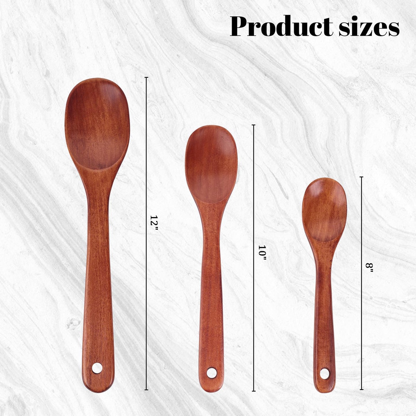 HANSGO Wooden Cooking Spoons, 3PCS Good Grips Wooden Spoon Set Wooden Kitchen Utensils for Cooking Stirring Mixing Frying DIY Crafts