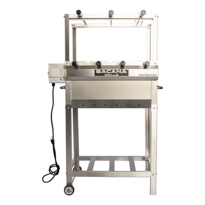 Bacana Grills All-in-One Brazilian BBQ Grill - 7 skewers - Churrasco - Multi Rotisserie - Stainless Steel - Portable Wood Fire & Charcoal Gaucho Churrasqueira Chicken Grill