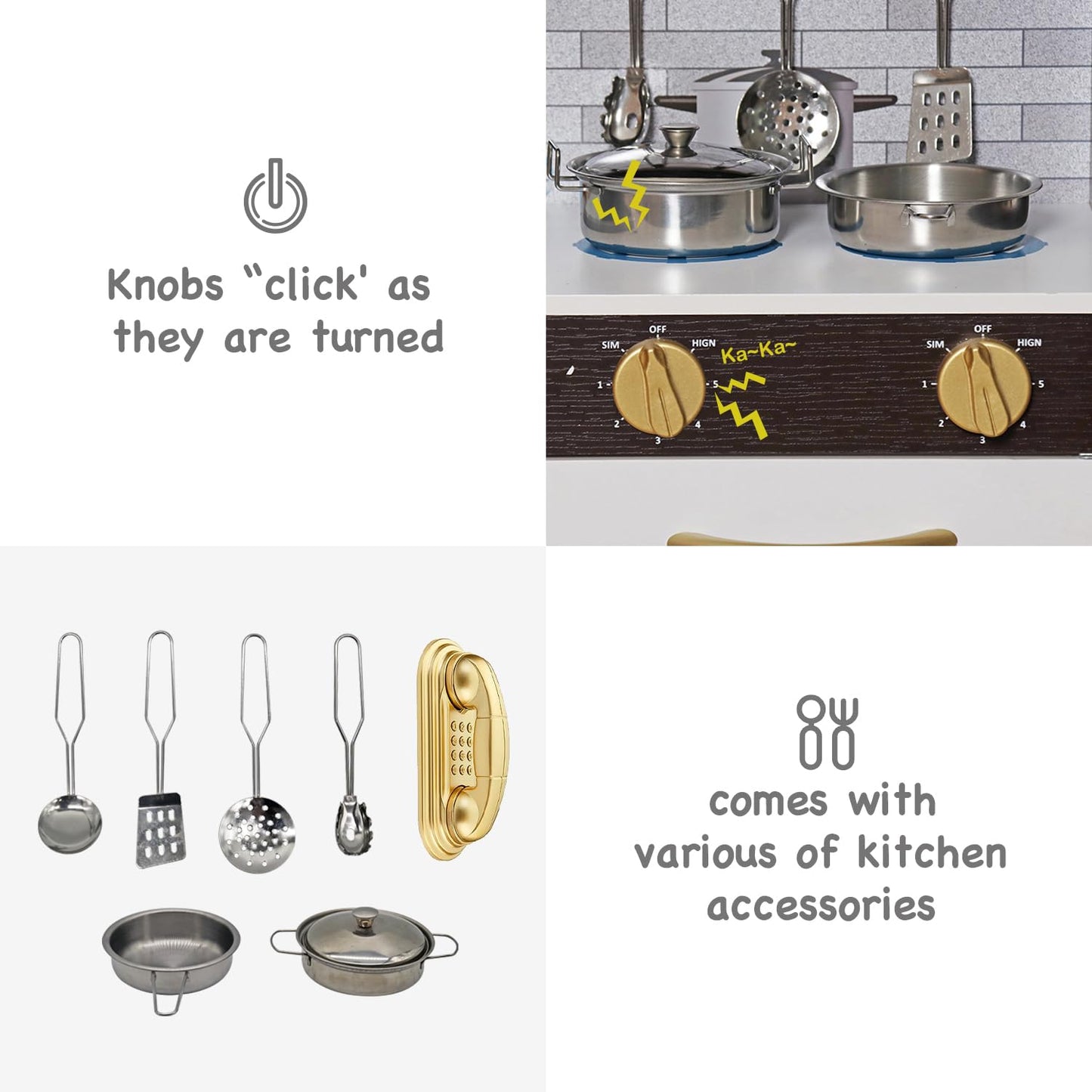 TOUCH US Wooden Play Kitchen Toy Set with Light, Kids Children Pretend Toy Kitchen Playset with Sink Play Toy,Oven Microwave,Toddler Cooking Set Toy for Ages 3+ Baby Girls Boys