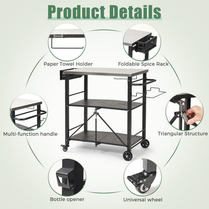 Annualing Portable Outdoor Grill Table,Folding BBQ Cart,Stainless Steel Grill Stand with Two Locking Casters,29×17in,for 17/22in Blackstone Griddle,Ninja Woodfire Stand,Pizza Oven table