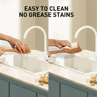 Wooden Utensil Set,WOTTISH 7Pcs Nonstick Wood Spatula,Wooden Kitchen Utensils Set Non Toxic,Wooden Spoons for Cooking（A07）