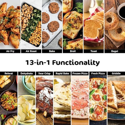 Ninja, Toaster Oven, Air Fryer, Thermometer, Toaster Oven Air Fryer Combo, Stainless Steel, Quick meals, Fries, Frozen Food, Air Fry, Dehydrate, Reheat, 13-in-1,Less Oil, Flip Away Oven, Foodi, SP351
