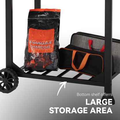 Royal Gourmet CD1824ET Movable Charcoal BBQ Grill with Foldable Side Tables, Outdoor Barbecue Grill with 470 Sq. In. Cooking Area for Outdoor Picnic and Camping Grilling, Black