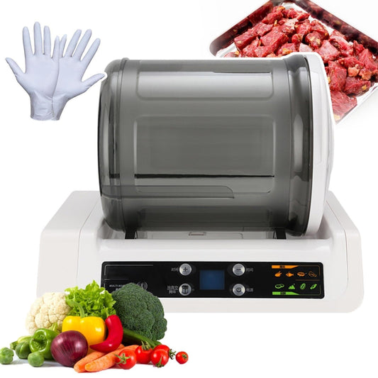 Automatic Vacuum Tumbler Marinating Machine,Adjustable Time,Control Panel,with 7l Capacity Pickling Barrel,with 20 Disposable Gloves,for Marinating Meat and Vegetables