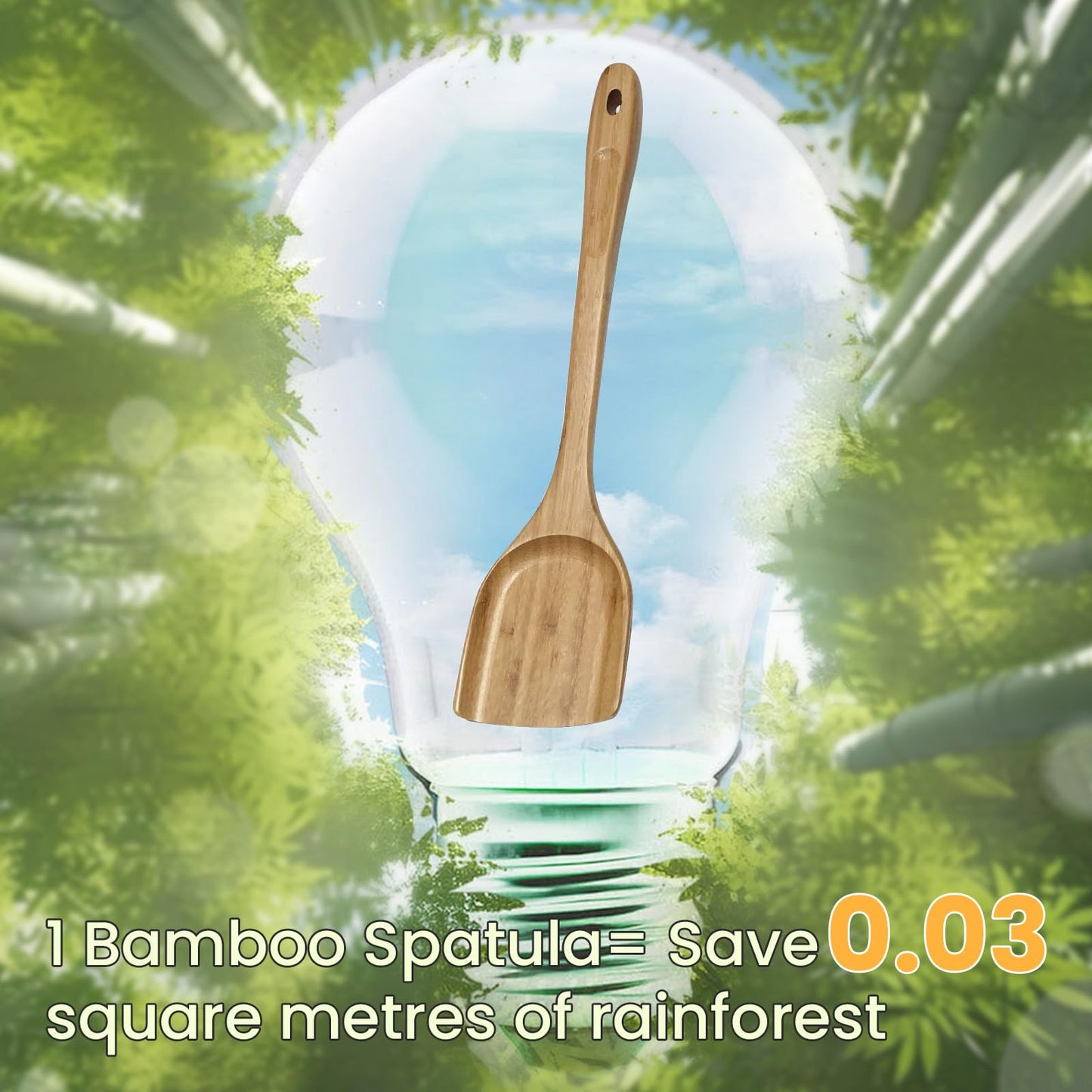 GEEKHOM Bamboo Spatulas for Nonstick Cookware, 13 Inch Wooden Kitchen Utensils, 2 Pack Flat Wood Spatula Turners for Cooking Stirring, Flipper for Pancake, Fish, Egg