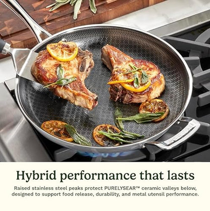 Cuisinart FusionElite+ Hybrid Tri-Ply Stainless Steel Cookware Set, 6-Piece Skillet Cooking Set with PURELYSEAR Ceramic Technology, Scratch Proof, Cool Grip Handles, Dishwasher Safe